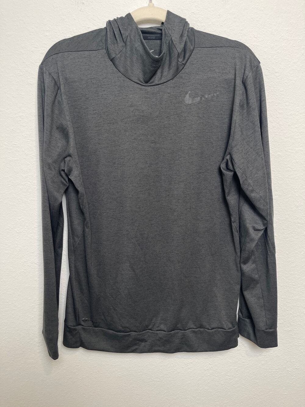 Nike Dri-FIT Gray Hooded Long Sleeve Performance Top Men’s Medium